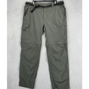 Columbia Omni-Shade Mens Convertible Cargo Pants 38X32 Grey‎ Belted Hiking Nylon